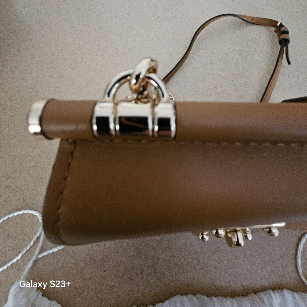 RARE NWOT COACH PEBBLED LEATHER SUEDE TAN TURNLOCK SHOULDER HANDBAG BAG TOTE - Picture 16 of 16